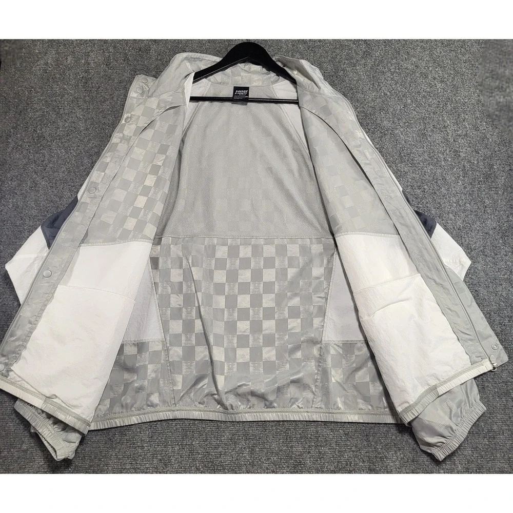 Savage X Fenty Sport Unisex Shiny Silver Angel White Changeover Jacket Size 4XL
